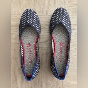 Rothy's Navy and White Patterned Flats